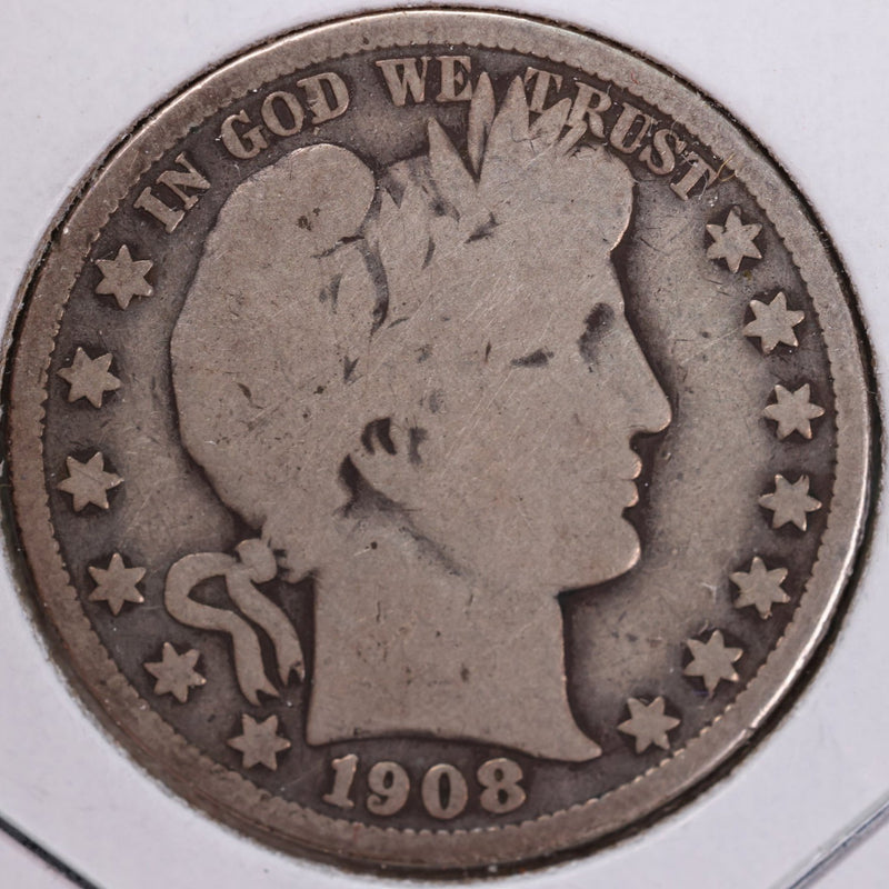 1908-O Barber Half Dollar, Very Good, Circulated Coin, Store