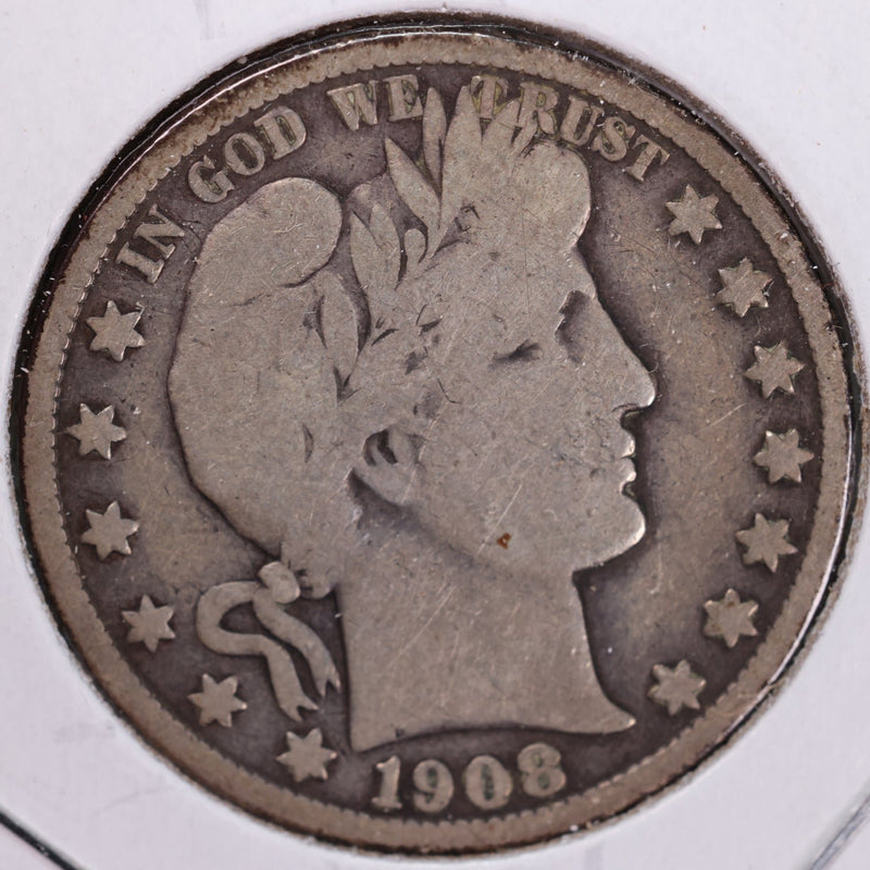 1908-S Barber Half Dollar, Very Good, Circulated Coin, Store