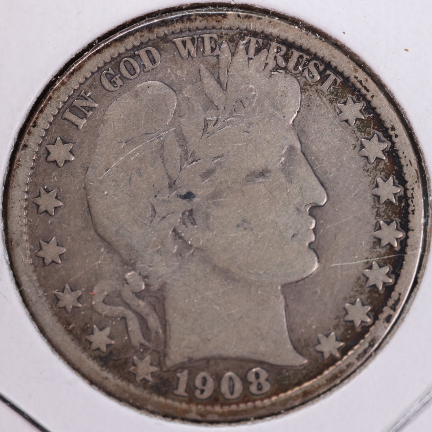 1908-S Barber Half Dollar, Very Good, Circulated Coin, Store #HR0929