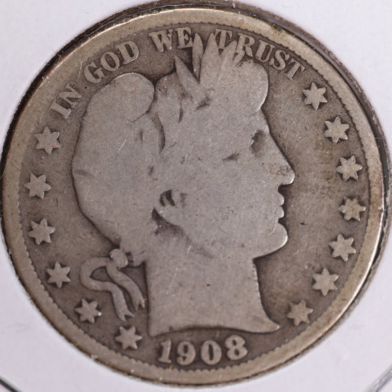 1908-S Barber Half Dollar, Good, Circulated Coin, Store