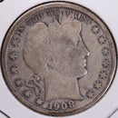 1908-S Barber Half Dollar, Good, Circulated Coin, Store
