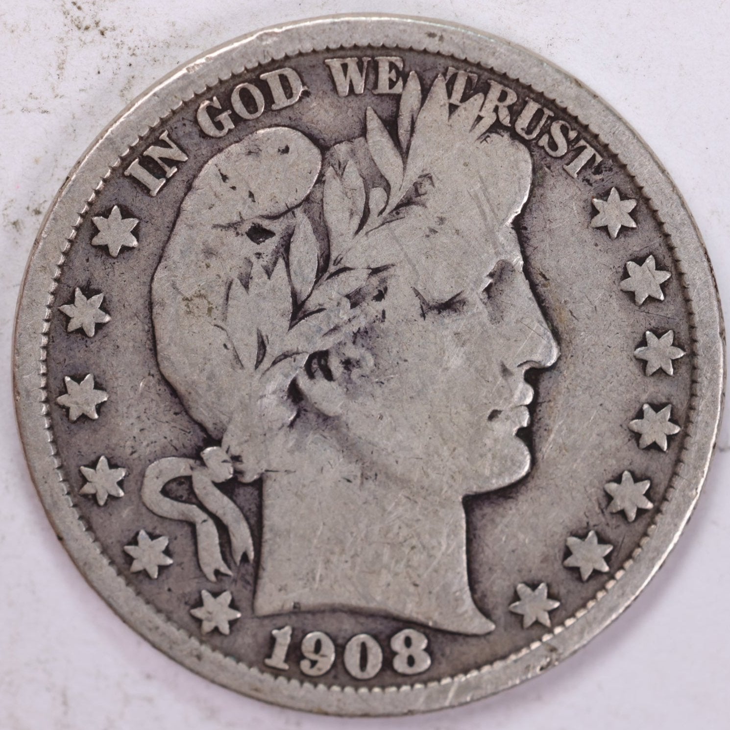 1908-S Barber Half Dollar, Very Good, Circulated Coin, Store #HR0925