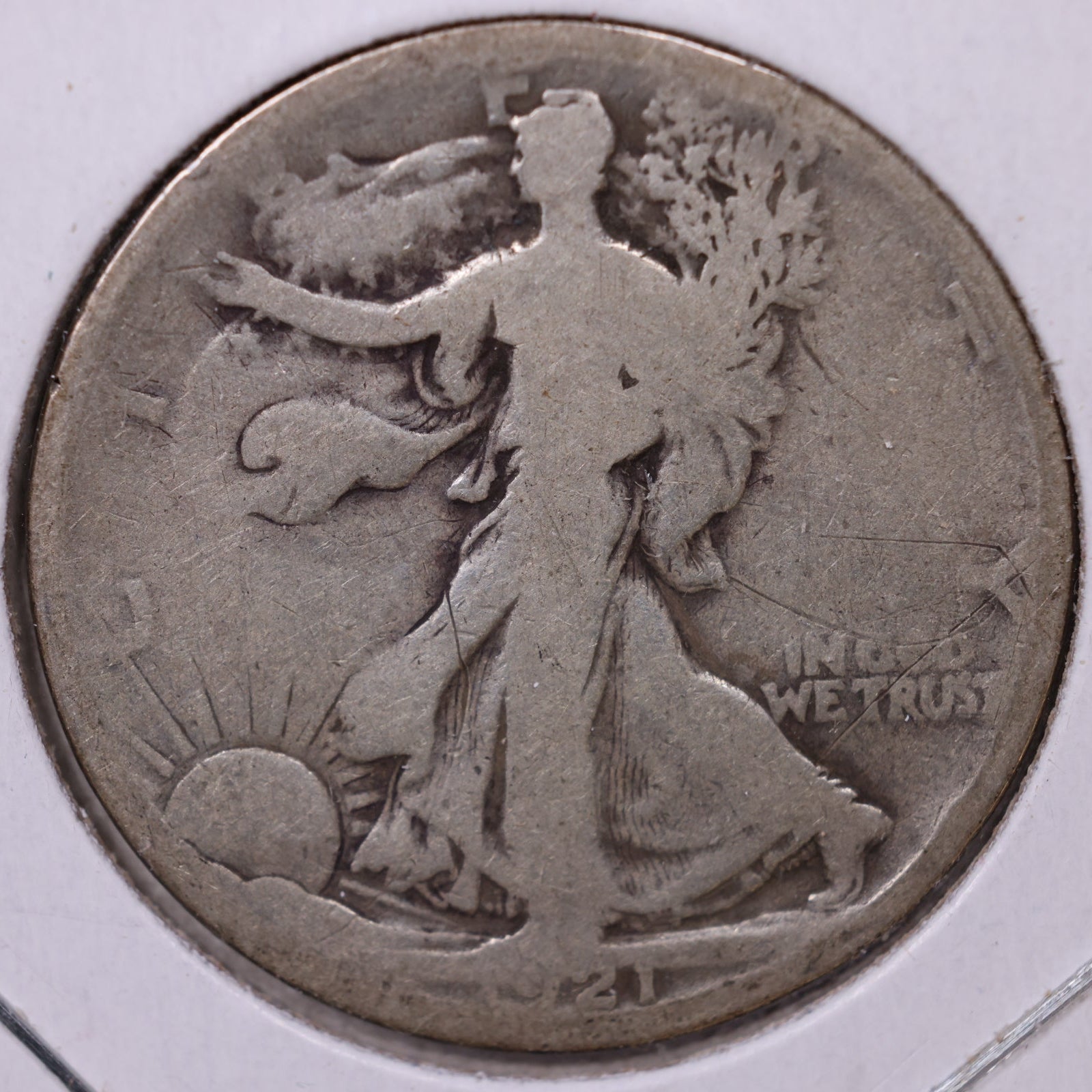 1921 Walking Liberty Half Dollar, Good Circulated Coin, Store #HR082