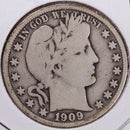 1909 Barber Half Dollar, Very Good, Circulated Coin, Store