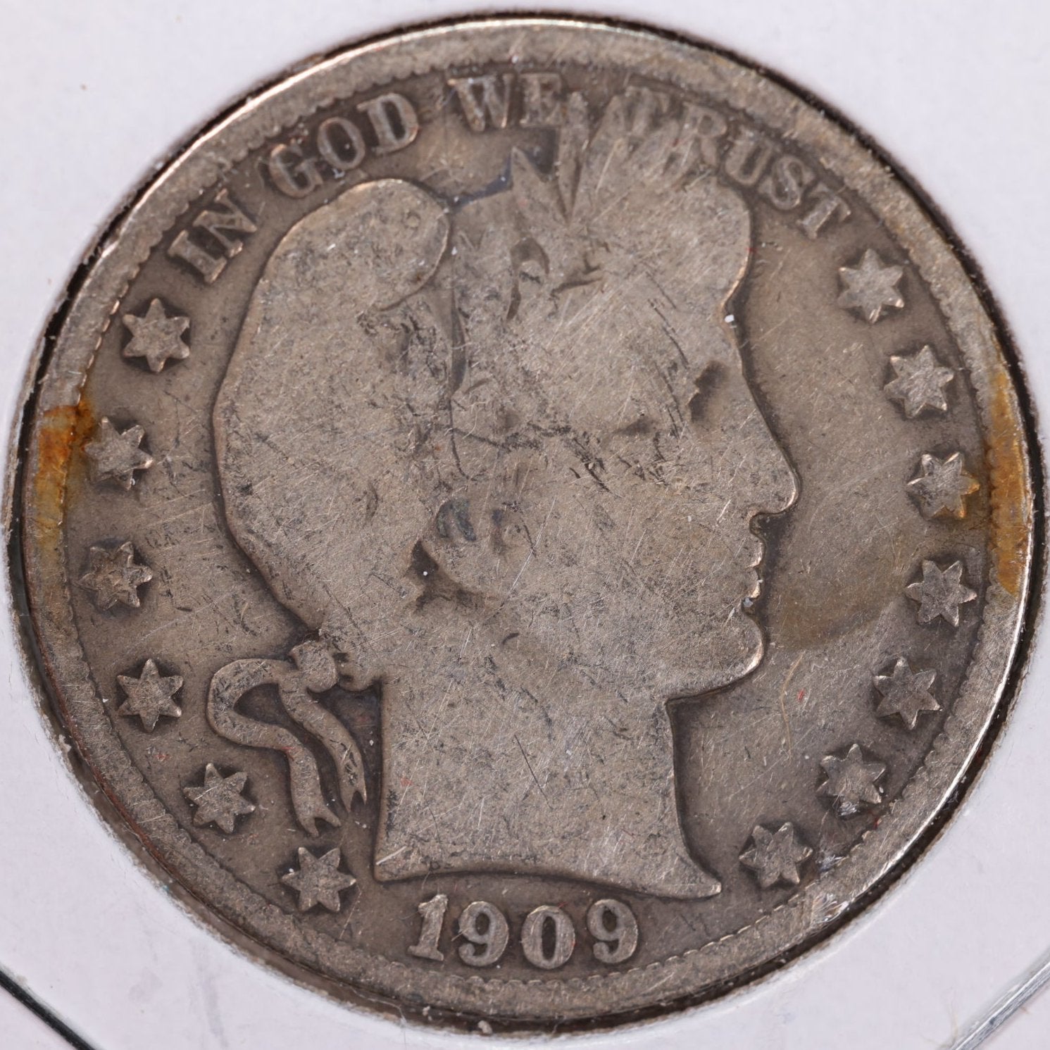 1909 Barber Half Dollar, Very Good Circulated Coin, Store #HR0954