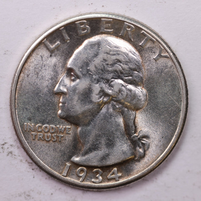 1934-D Washington Silver Quarter, Affordable Uncirculated Collectible Coin. Sale