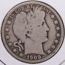 1909 Barber Half Dollar, Very Good, Circulated Coin, Store