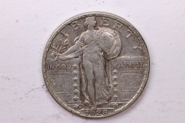 1928-D Washington Silver Quarter, Affordable Circulated Collectible Coin. Sale #0353470