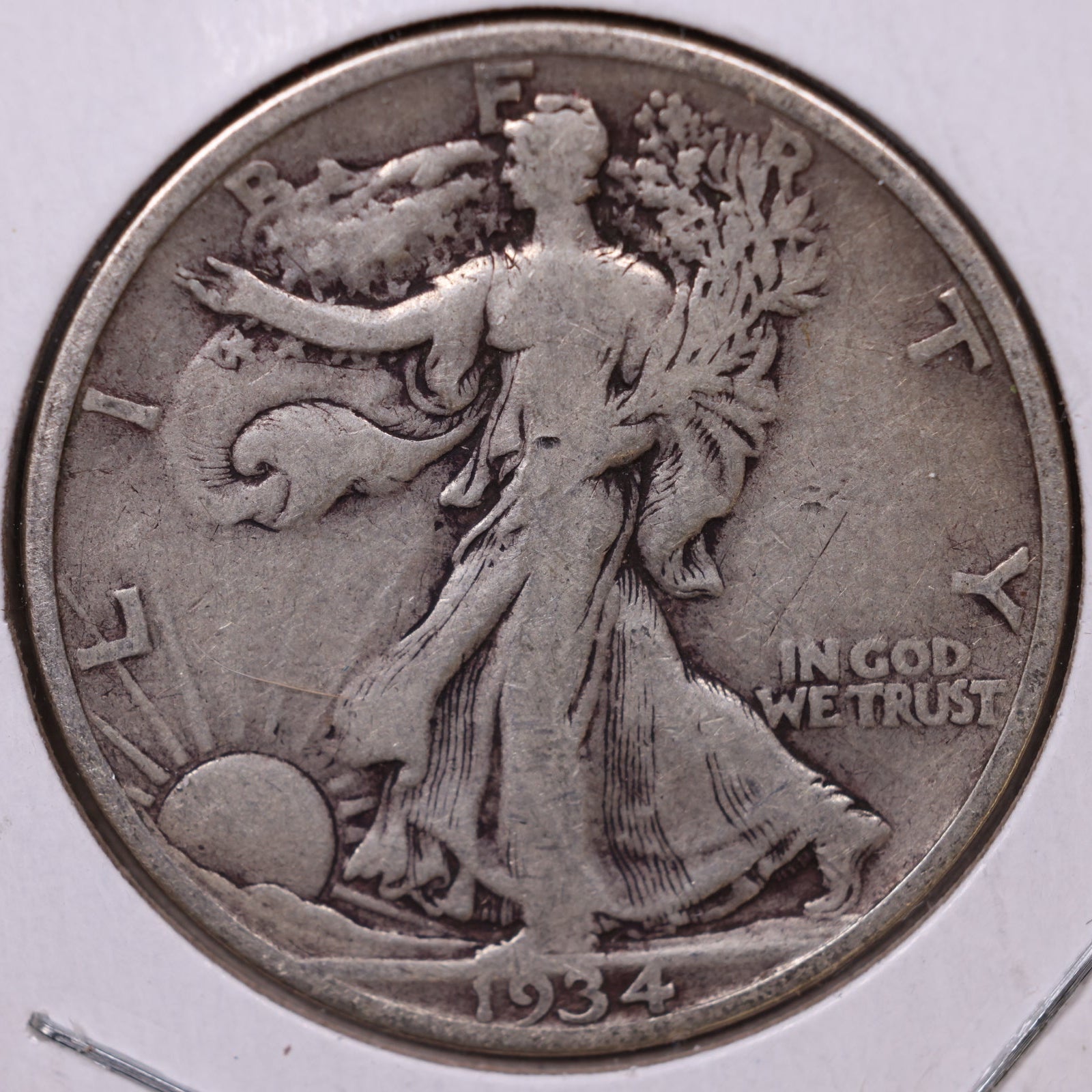 1934 Walking Liberty Half Dollar, Very Good+ Circulated Coin, Store #HR128