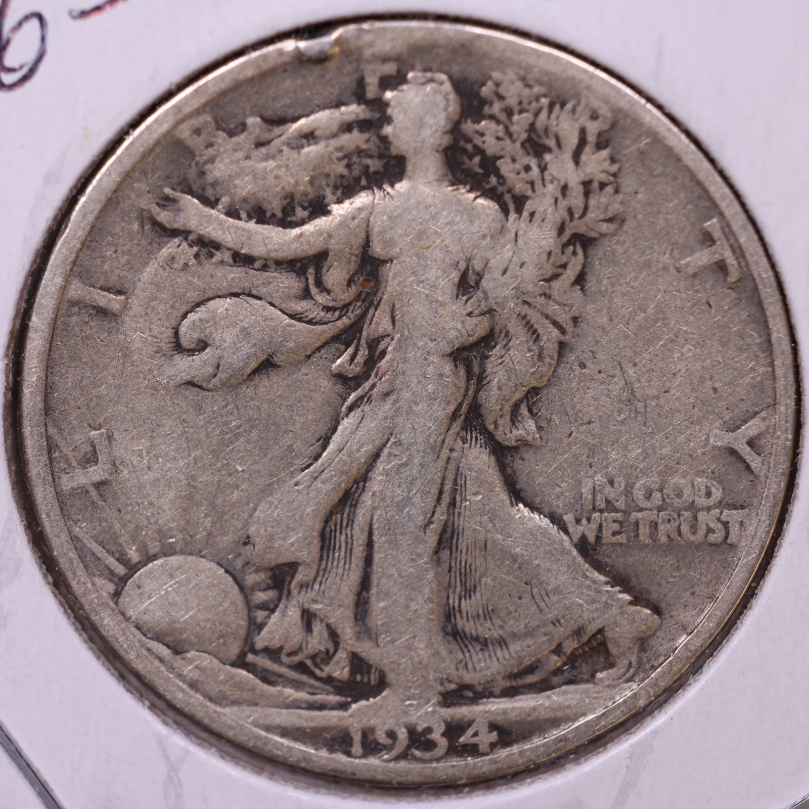 1934 Walking Liberty Half Dollar, Very Good Circulated Coin, Store #HR129