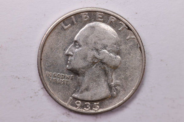 1935-S Washington Silver Quarter, Affordable Circulated Collectible Coin. Sale #0353476