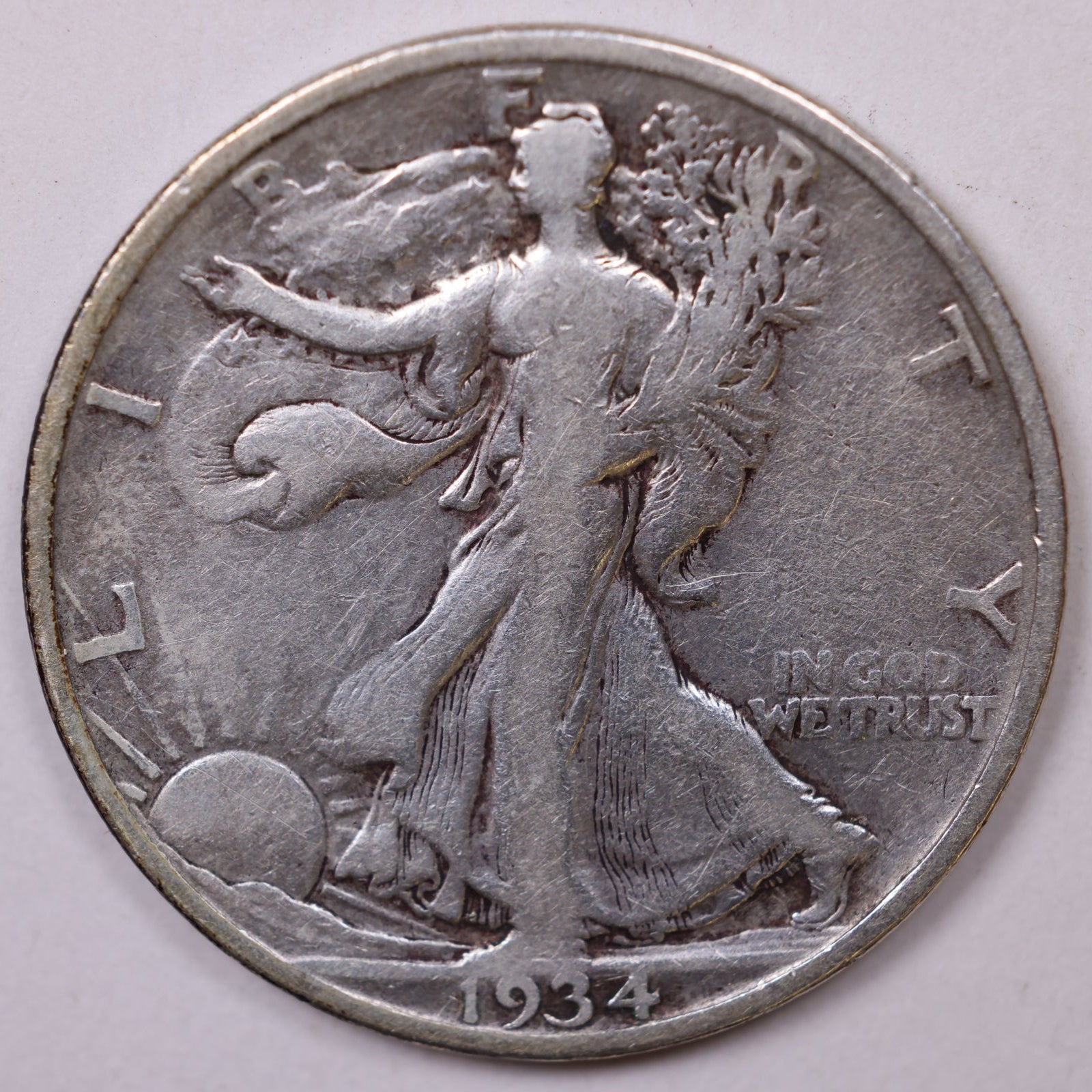 1934-S Walking Liberty Half Dollar, Very Good Circulated Coin, Store #HR132