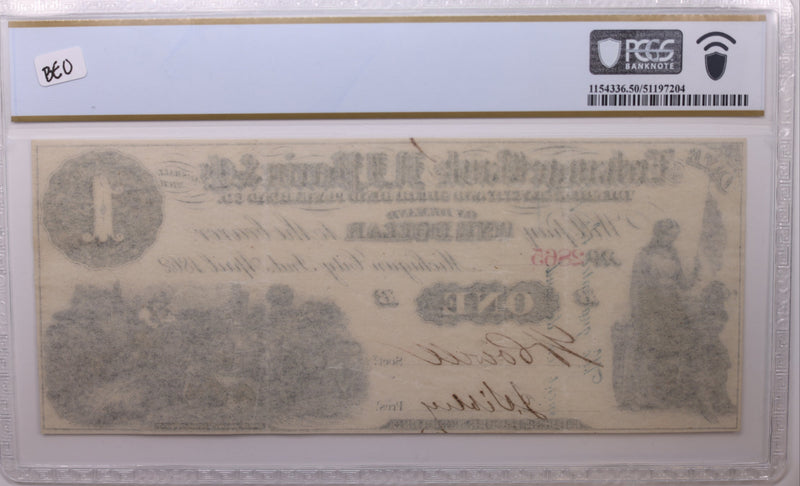 1862 $1, Marshall, MI., Obsolete Currency., PCGS AU-50., Store