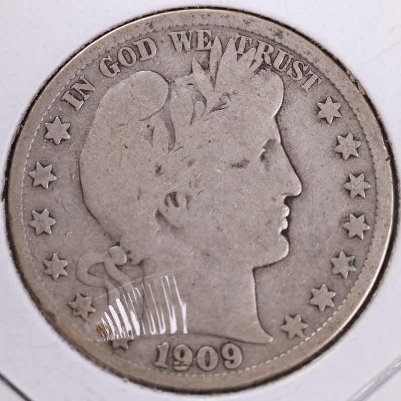 1909-S Barber Half Dollar, Good Circulated Coin, Store