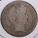 1909-S Barber Half Dollar, Good Circulated Coin, Store