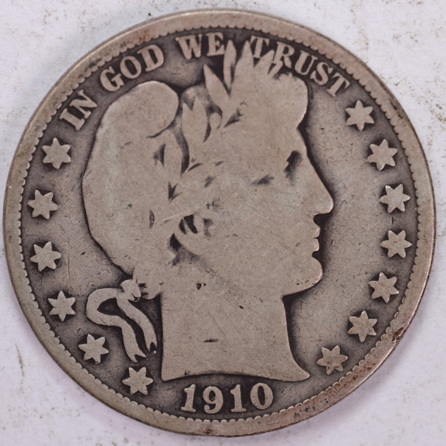 1910 Barber Half Dollar, Very Good, Circulated Coin, Store #HR1140