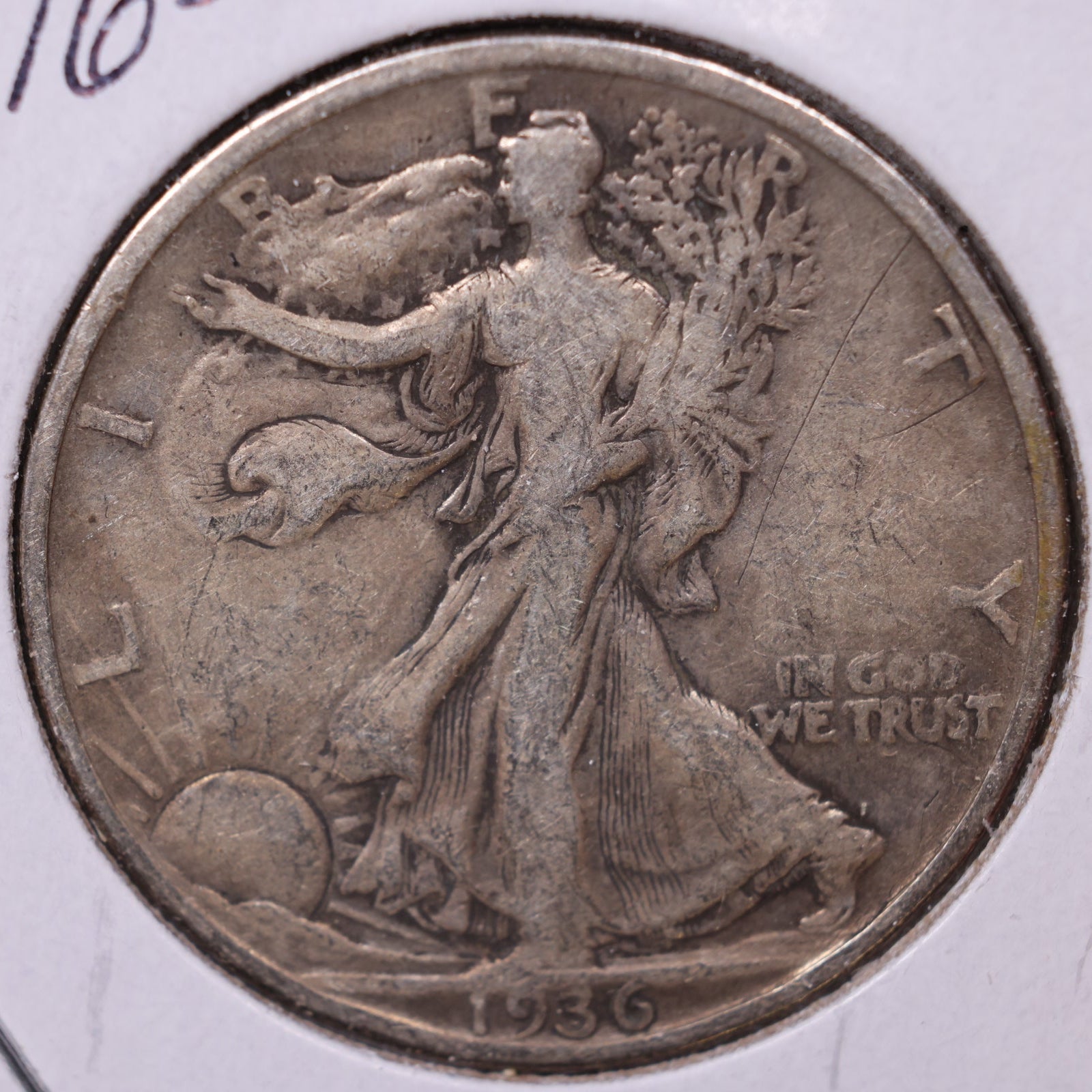 1936 Walking Liberty Half Dollar, Fine+ Circulated Coin, Store #HR142