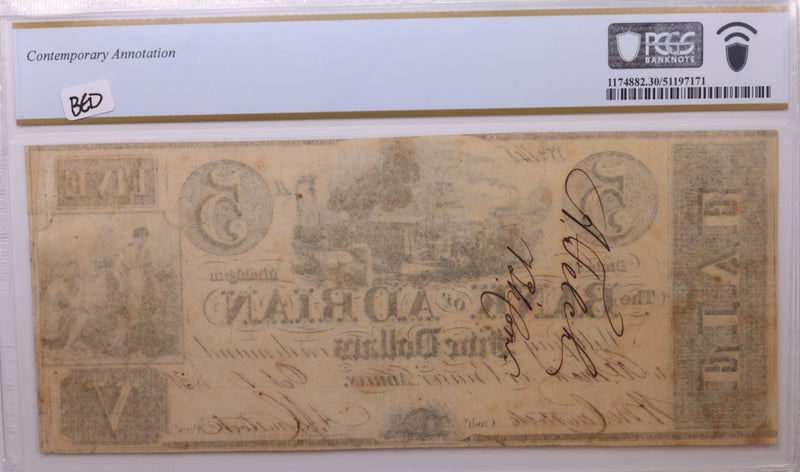 1838 $5, Adrian, Michigan., Obsolete Currency., PCGS VF-30., Store