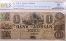 1838 $4, Adrian, Michigan., Obsolete Currency., PCGS F-15., Store