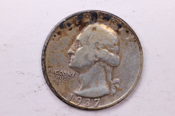 1937-D Washington Silver Quarter, Affordable Circulated Collectible Coin. Sale #0353486