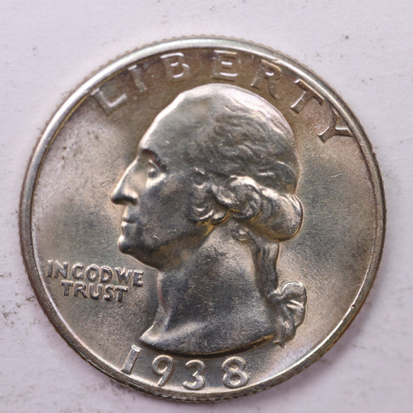 1938 Washington Silver Quarter, Affordable Uncirculated Collectible Coin. Sale #0353489