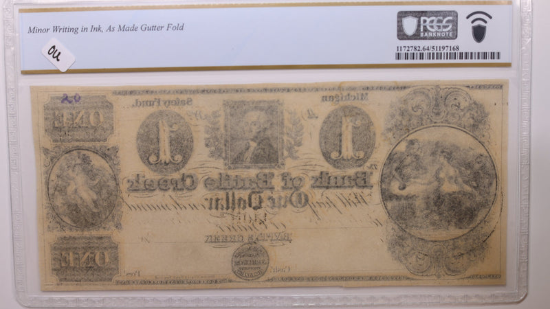 18__ $1, Battle Creek, MI., Obsolete Currency., PCGS CU-64., Store