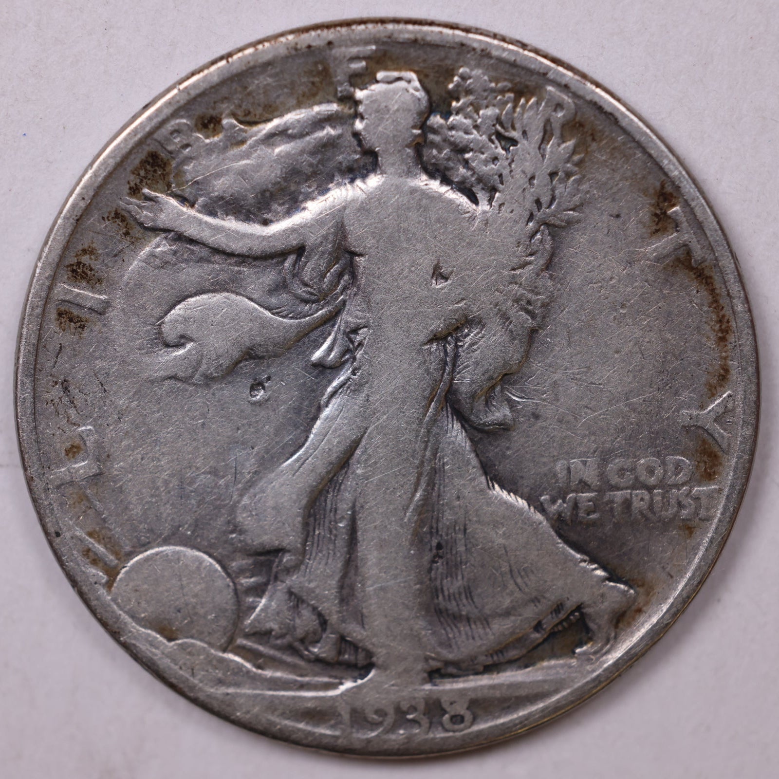 1938-D Walking Liberty Half Dollar, Good Circulated Coin, Store #HR163