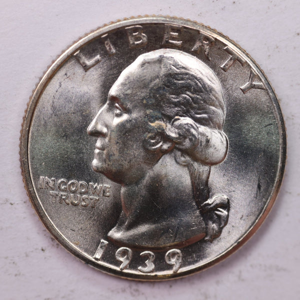 1939-D Washington Silver Quarter, Affordable Uncirculated Collectible Coin. Sale #0353494