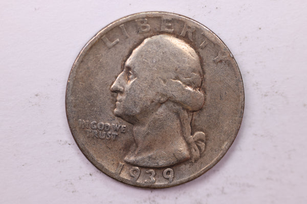 1939-D Washington Silver Quarter, Affordable Circulated Collectible Coin. Sale #0353495