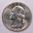 1940 Washington Silver Quarter, Affordable Uncirculated Collectible Coin. Sale