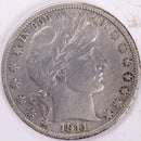 1911-S Barber Half Dollar, Fine, Circulated Coin, Store