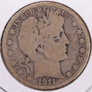 1911-S Barber Half Dollar, Good Circulated Coin, Store