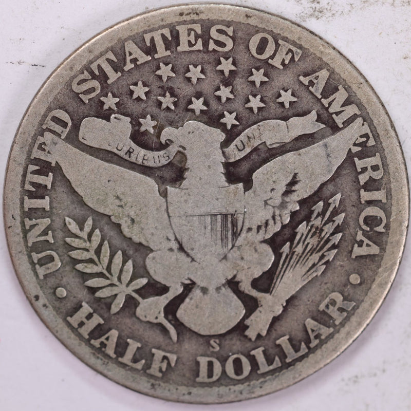 1911-S Barber Half Dollar, Very Good, Circulated Coin, Store