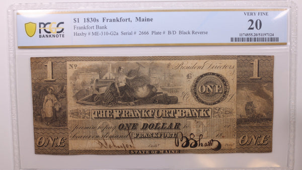 18__ $1, Frankfort, Maine., Obsolete Currency., PCGS VF-20., Store #GME003