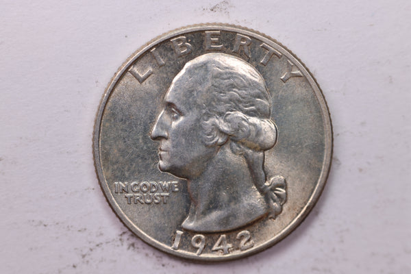1942 Washington Silver Quarter, Affordable Uncirculated Collectible Coin. Sale #0353513