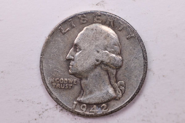 1942-S Washington Silver Quarter, Affordable Circulated Collectible Coin. Sale #0353515