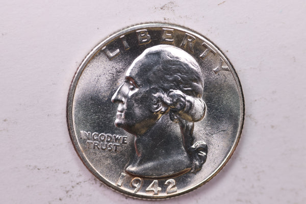 1942-D Washington Silver Quarter, Affordable Uncirculated Collectible Coin. Sale #0353517