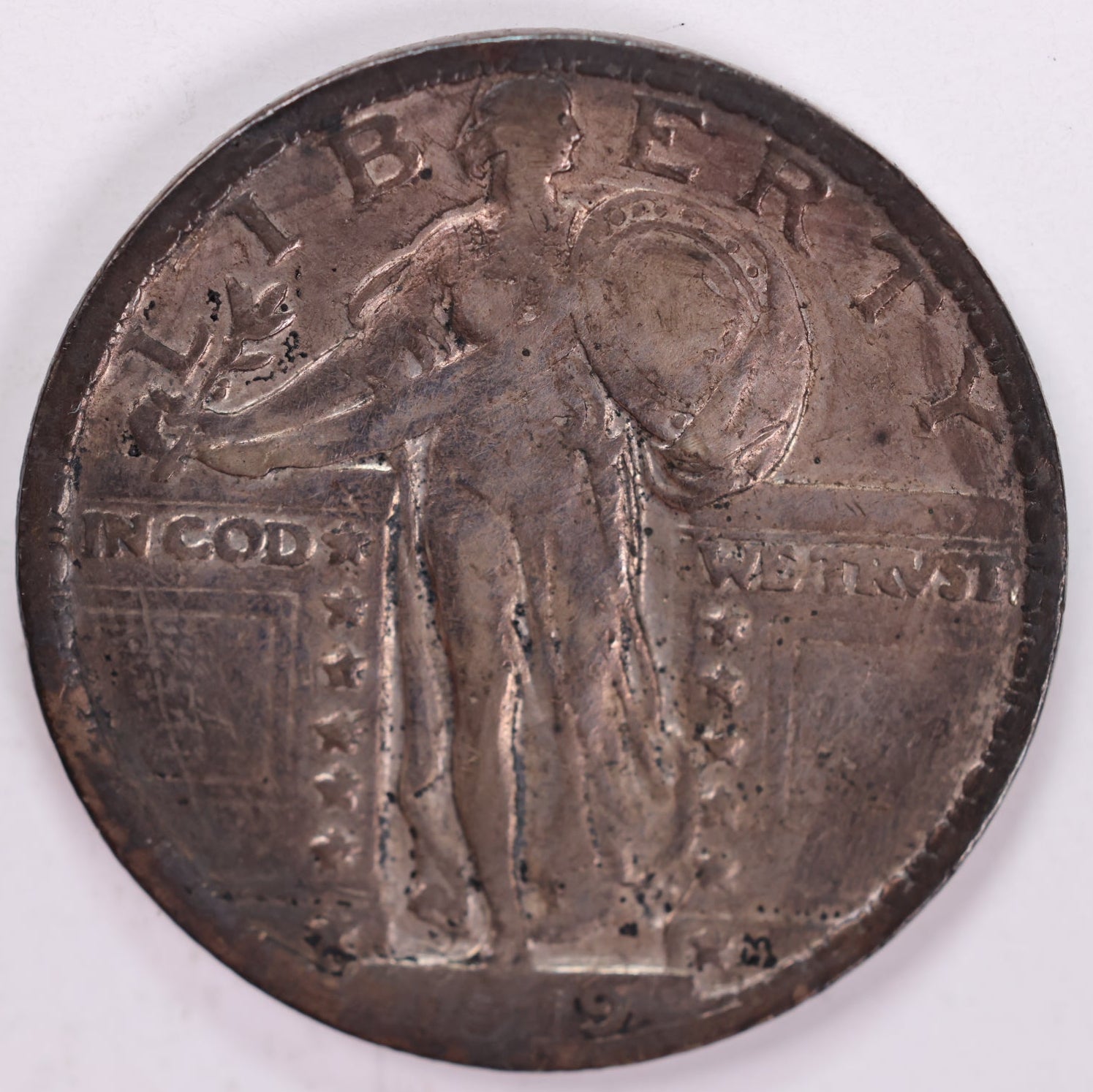 1919 Standing Liberty Silver Quarter, Fine + Circulated Coin, Store QR1557.