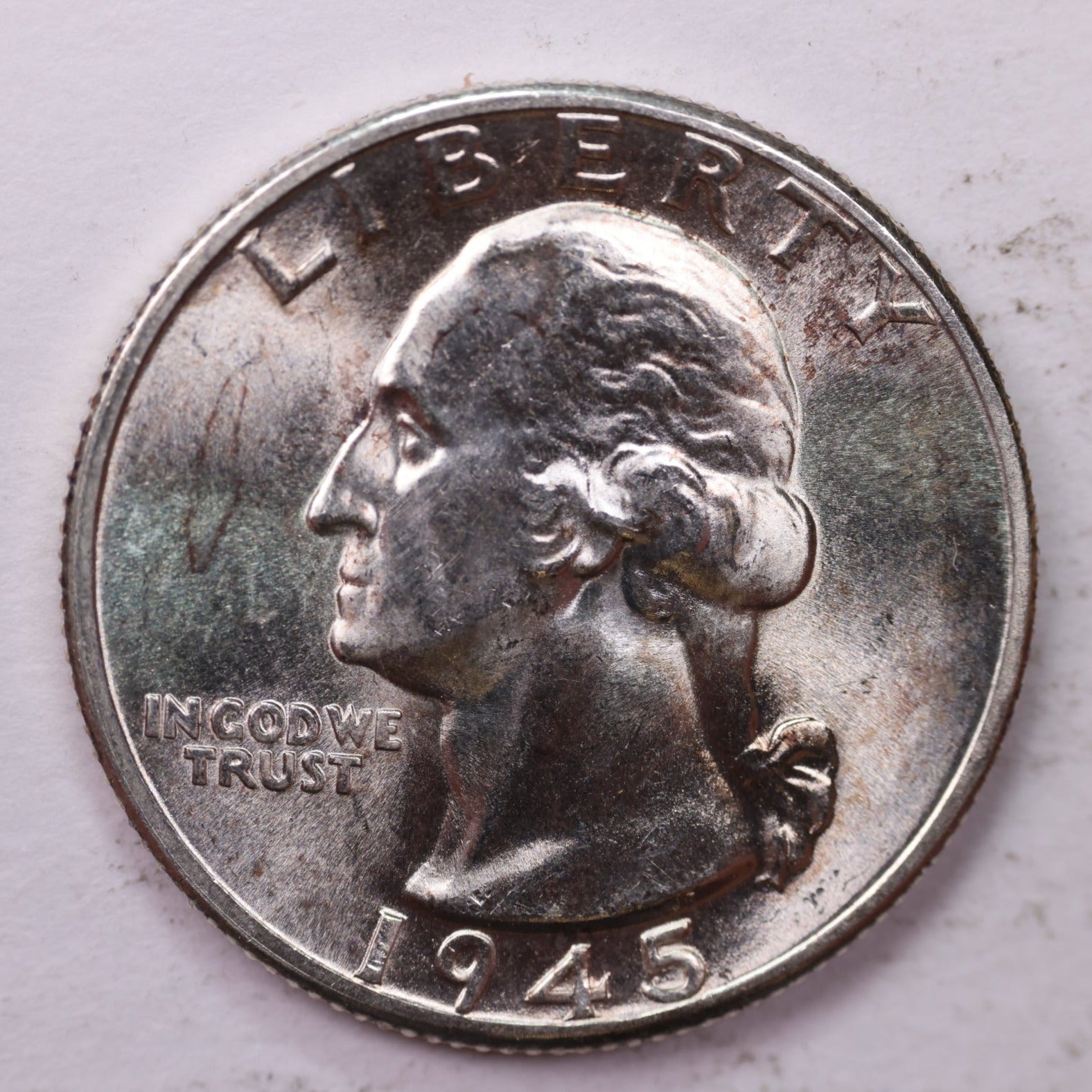 1945-D Washington Silver Quarter, Affordable Uncirculated Collectible Coin. Sale #0353533
