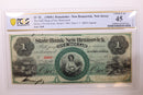 1860 $1, New Brunswick, N.J., Obsolete Currency, PCGS XF-45., Store