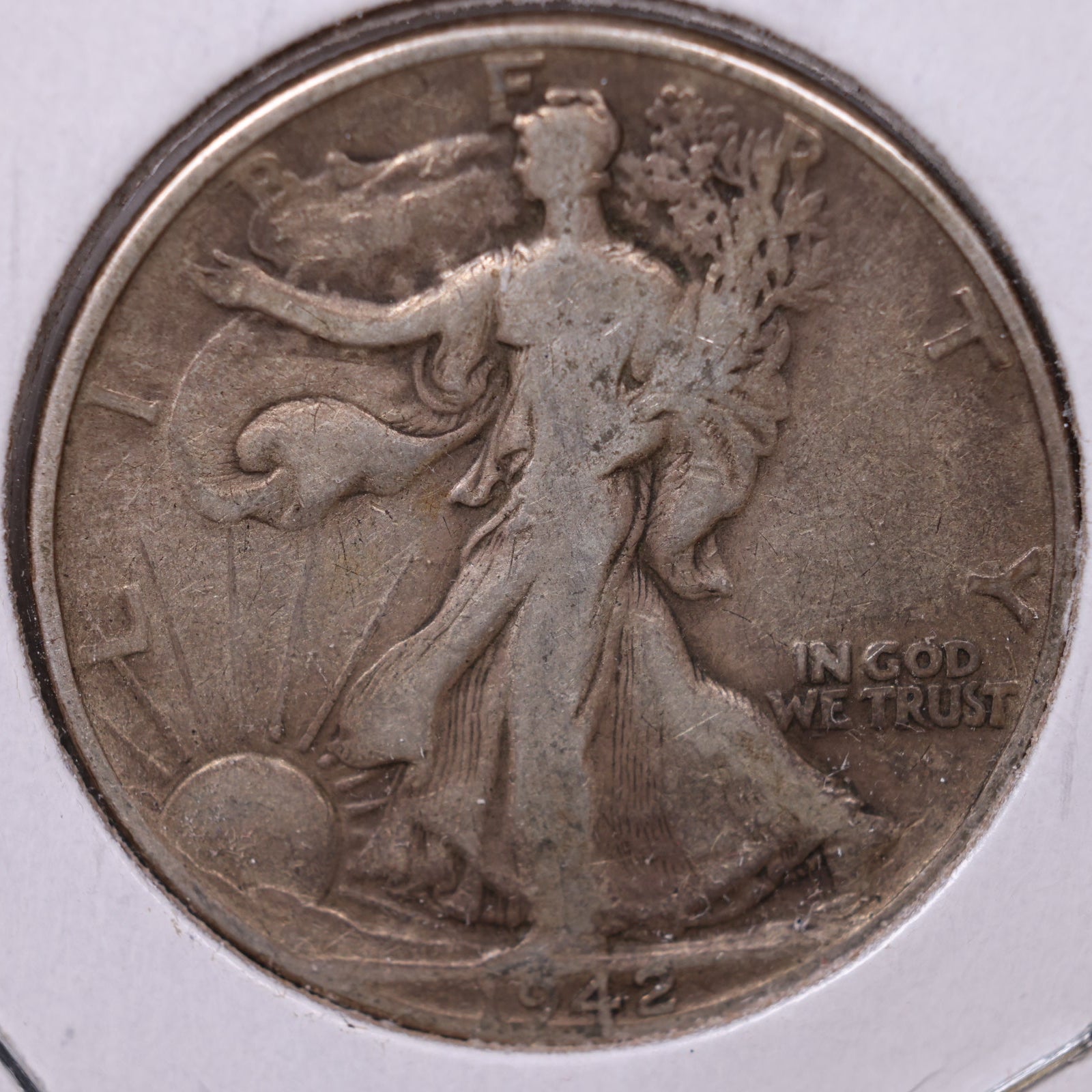 1942 Walking Liberty Half Dollar, Very Good Circulated Coin, Store #HR286