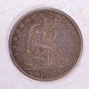 1858-O Seated Liberty Half Dollar., AU/Slider Circulated Coin., Store