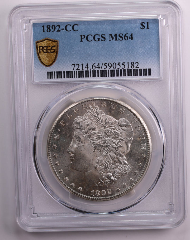 1892-CC Morgan Silver Dollar., 'WOW'., PCGS Certified MS-64., Store