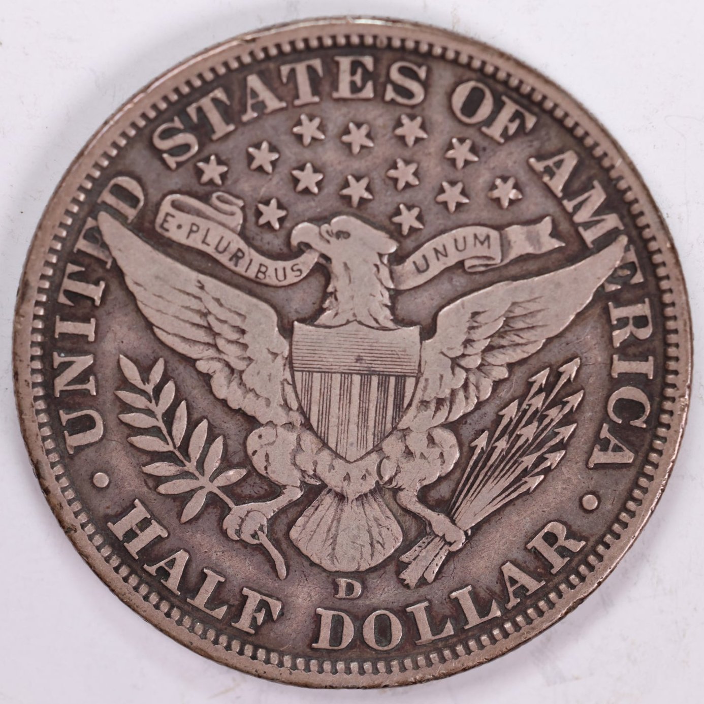 1907-D Barber Half Dollar, Fine+ Circulated Coin, Store #H907D15