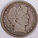 1908-O Barber Half Dollar, Fine Circulated Coin, Store
