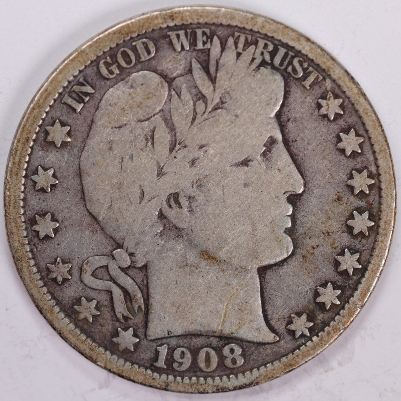 1908-D Barber Half Dollar, Very Good Circulated Coin, Store #HR0914