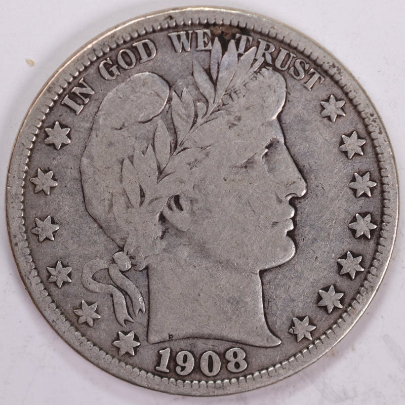1908-S Barber Half Dollar, Fine Circulated Coin, Store