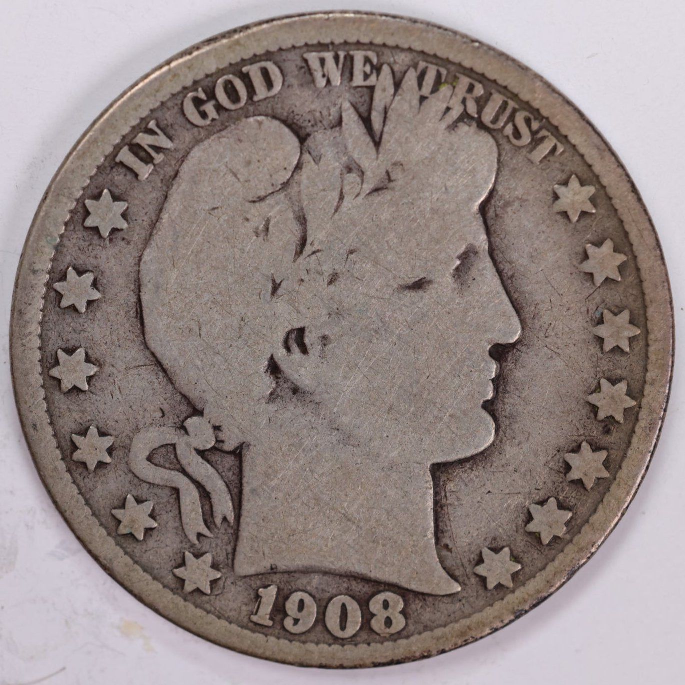 1908-S Barber Half Dollar, Very Good Circulated Coin, Store #HR0932