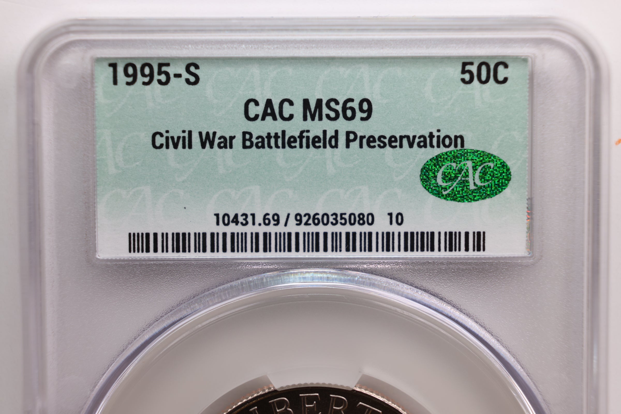 1995-S Civil War Half Dollar., Commemorative, CAC MS69, Store #GMC175