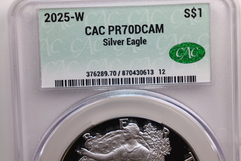 2025-W Proof American Silver Eagle, Certified CAC PR70. Store